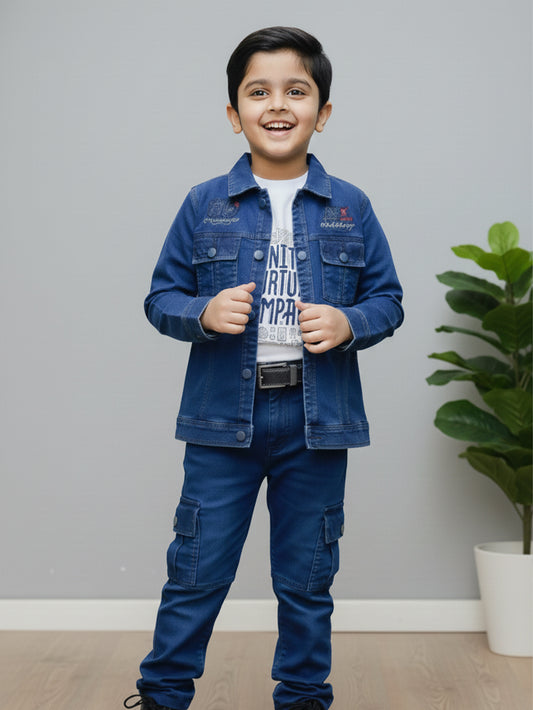 3-Pc Blue Denim Pants Set