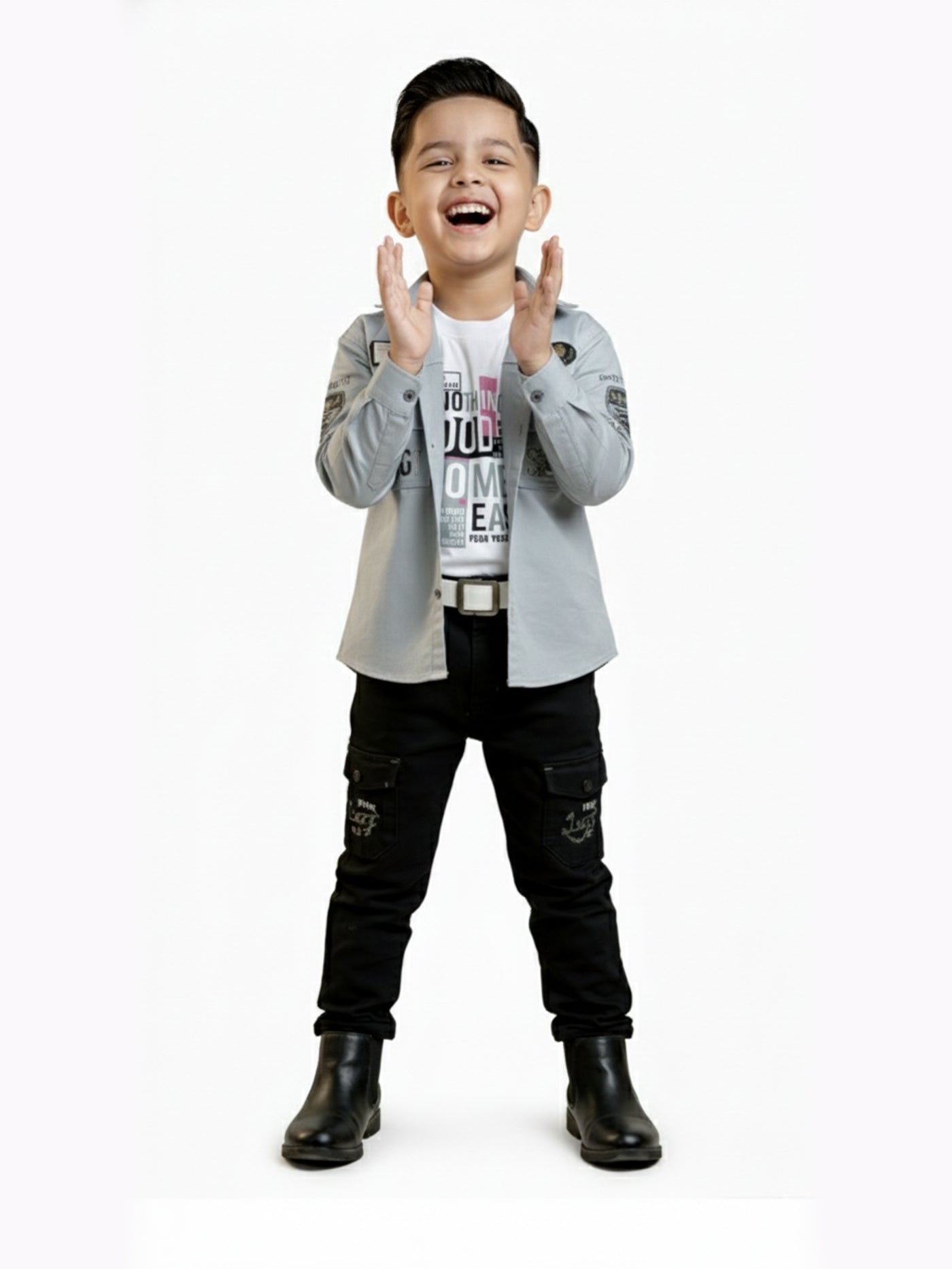 3-Pc Grey Casual Pants Set