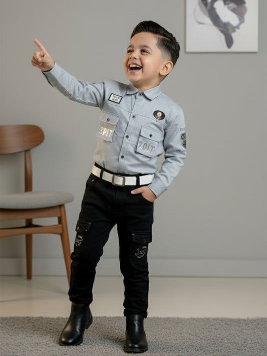 3-Pc Grey Casual Pants Set