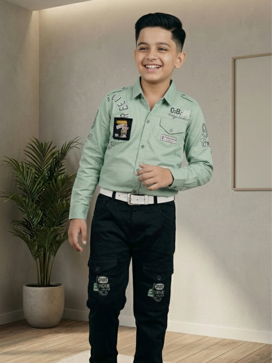 3-Pc Mint Green Casual Pants Set