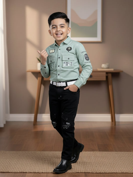 3-Pc Pastel Green Casual Pants Set