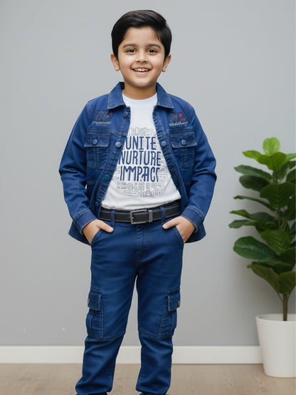 3-Pc Blue Denim Pants Set