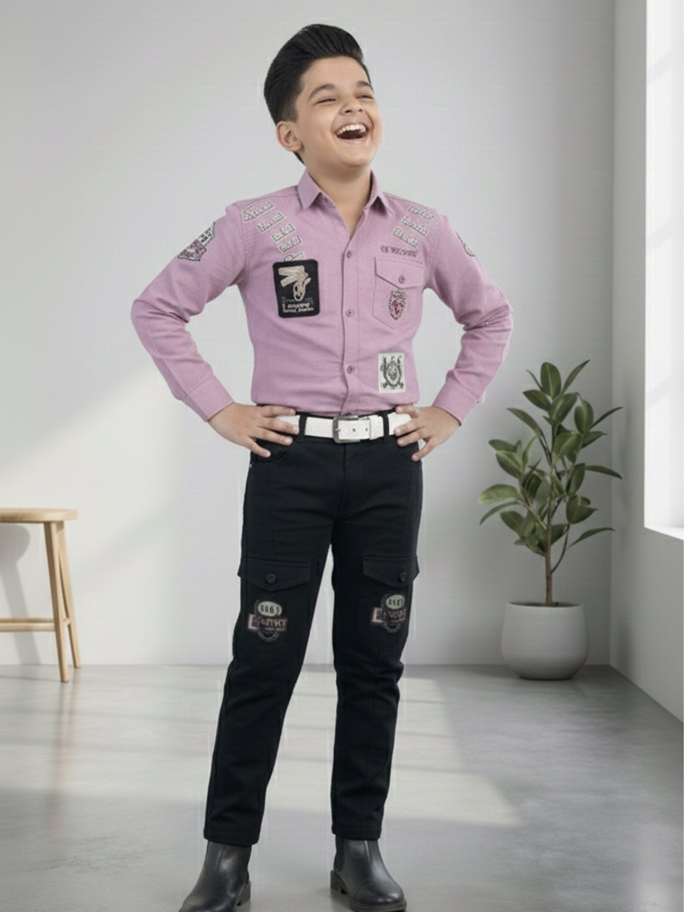 3-Pc Lavender Casual Pants Set