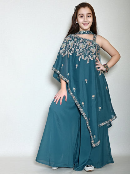 Verona Teal Cape Sharara
