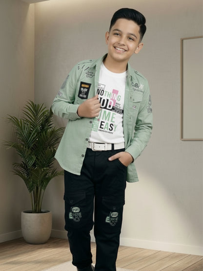 3-Pc Mint Green Casual Pants Set