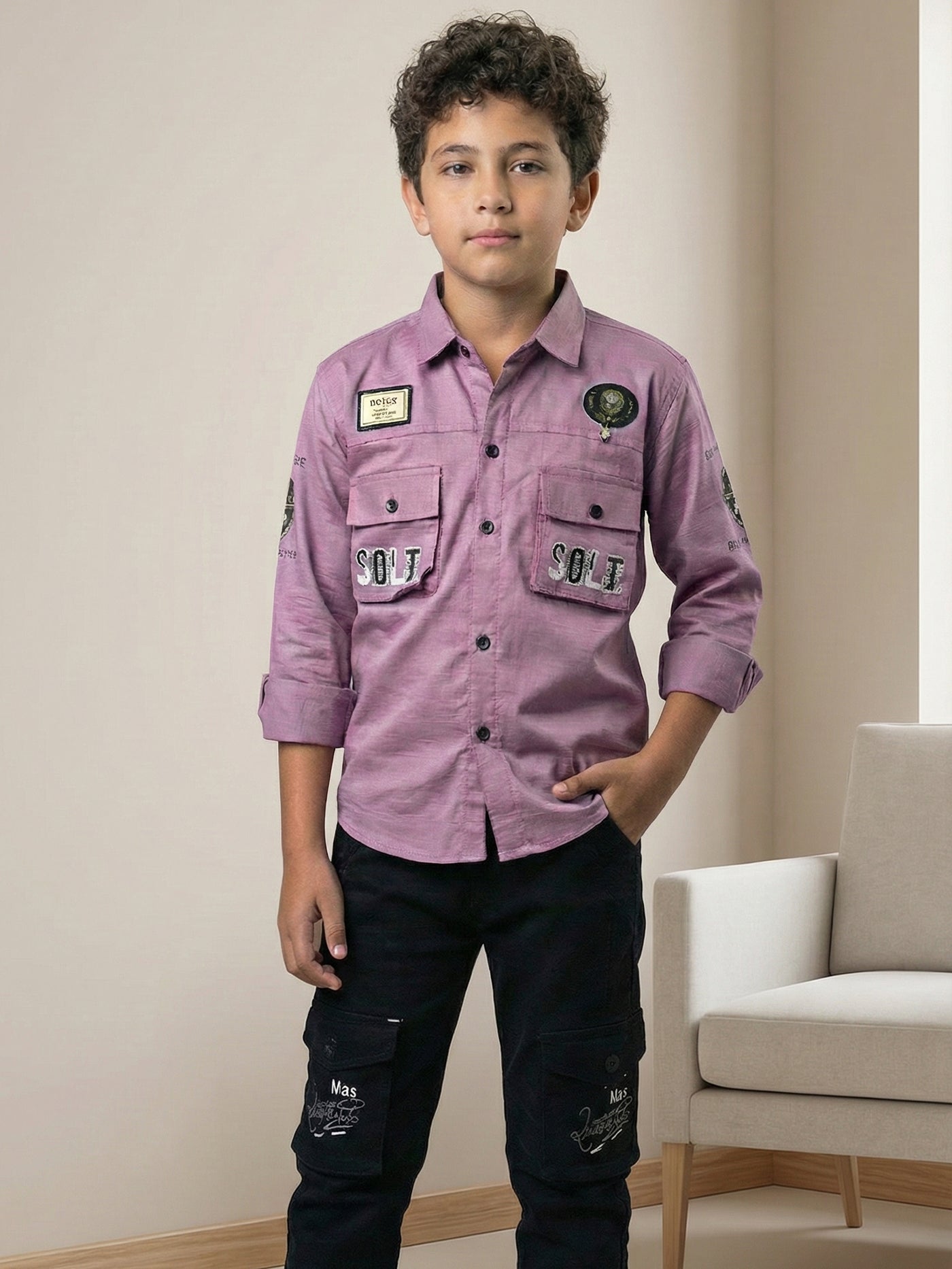 3-Pc Lavender Casual Pants Set