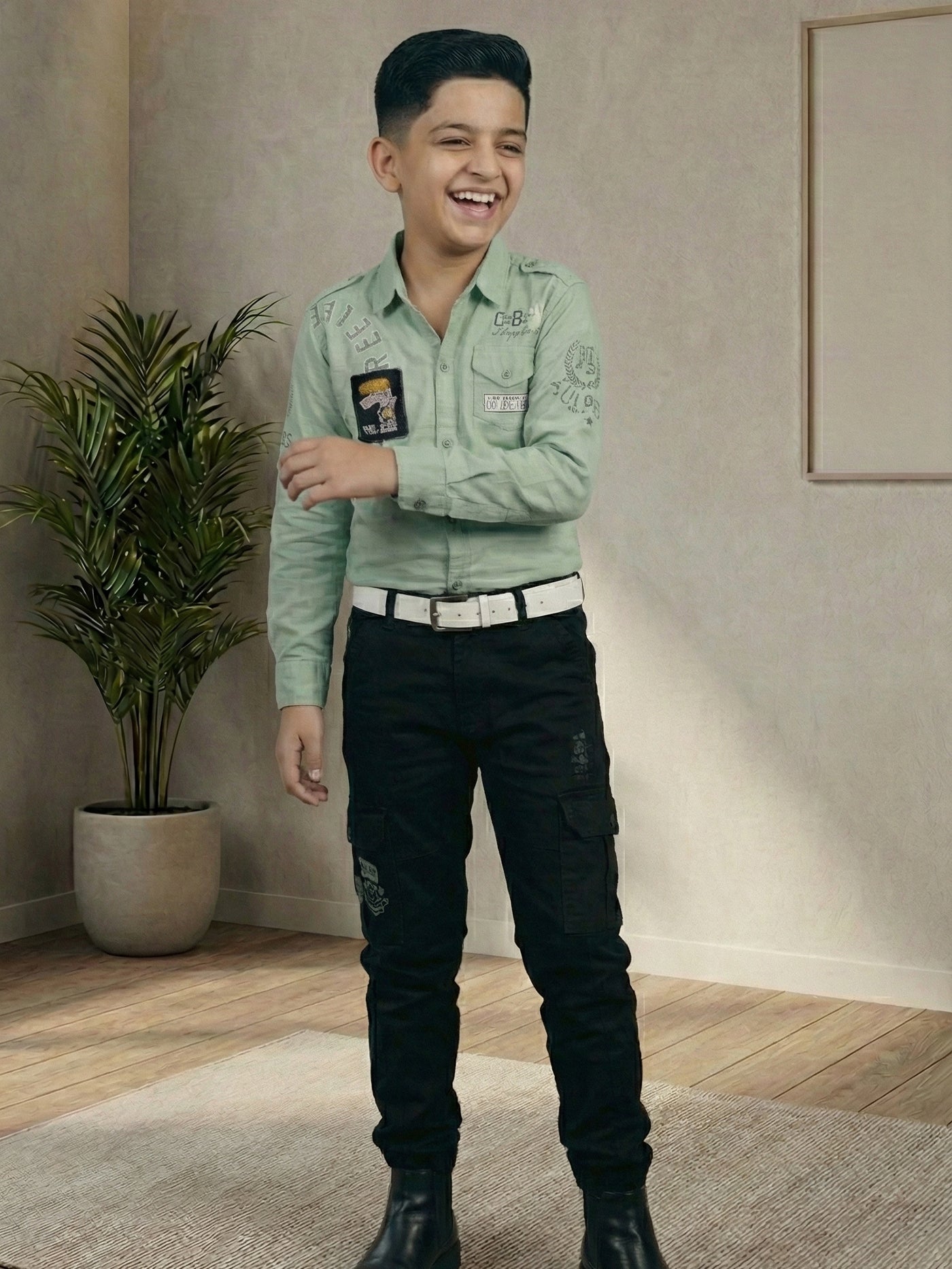 3-Pc Mint Green Casual Pants Set