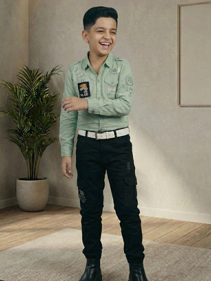 3-Pc Mint Green Casual Pants Set