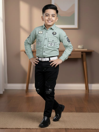 3-Pc Pastel Green Casual Pants Set