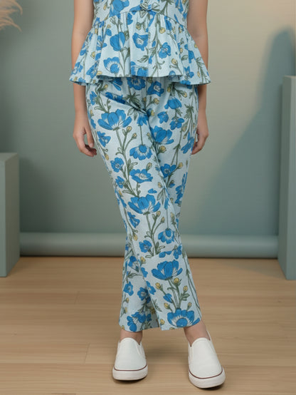 Combo Girls Yellow and Blue Printed Co-ord Set