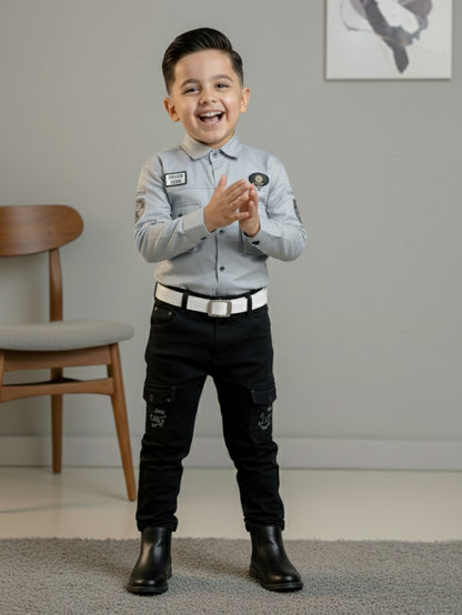 3-Pc Grey Casual Pants Set
