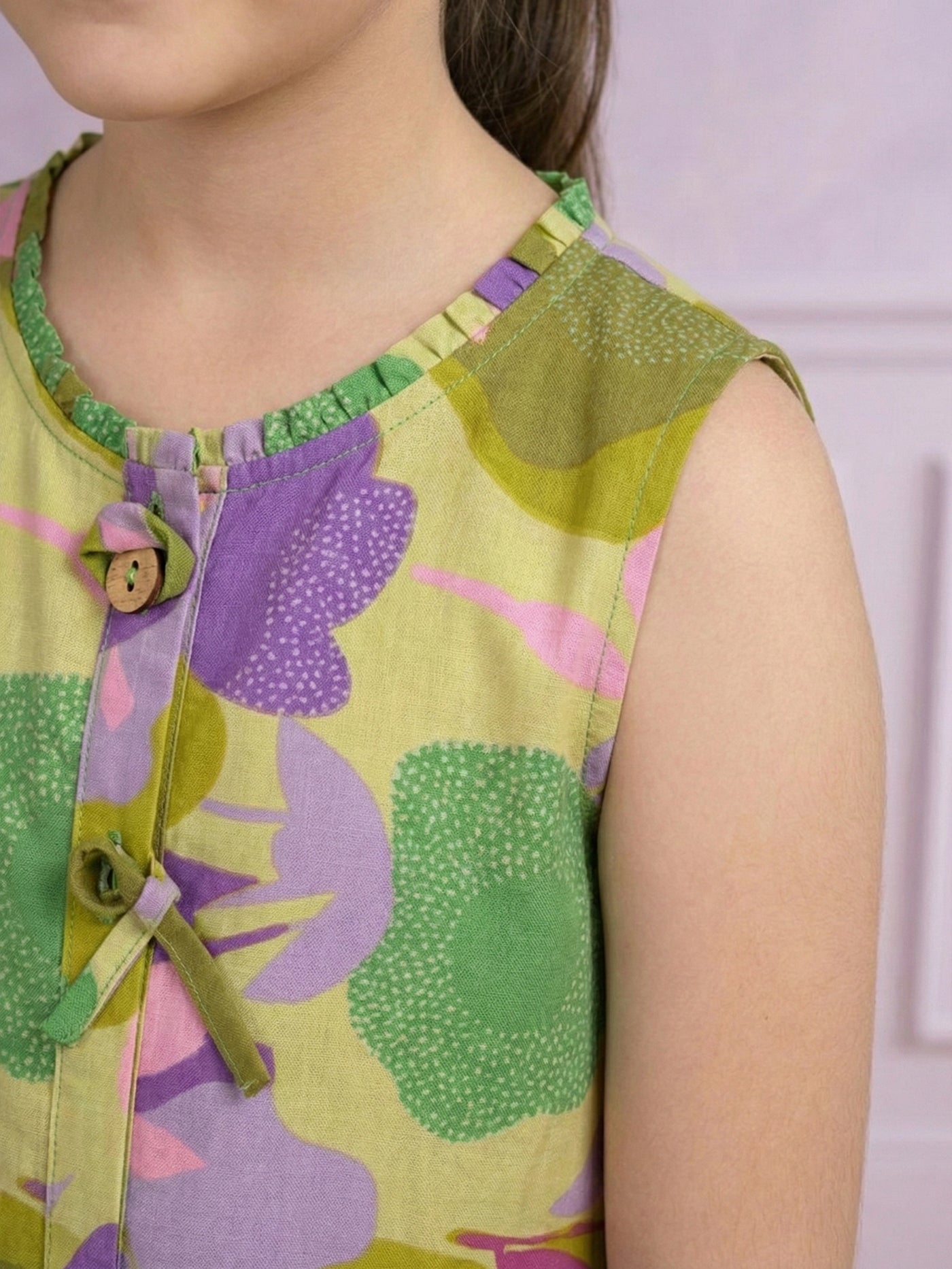 Combo Girls Yellow and Blue Printed Co-ord Set