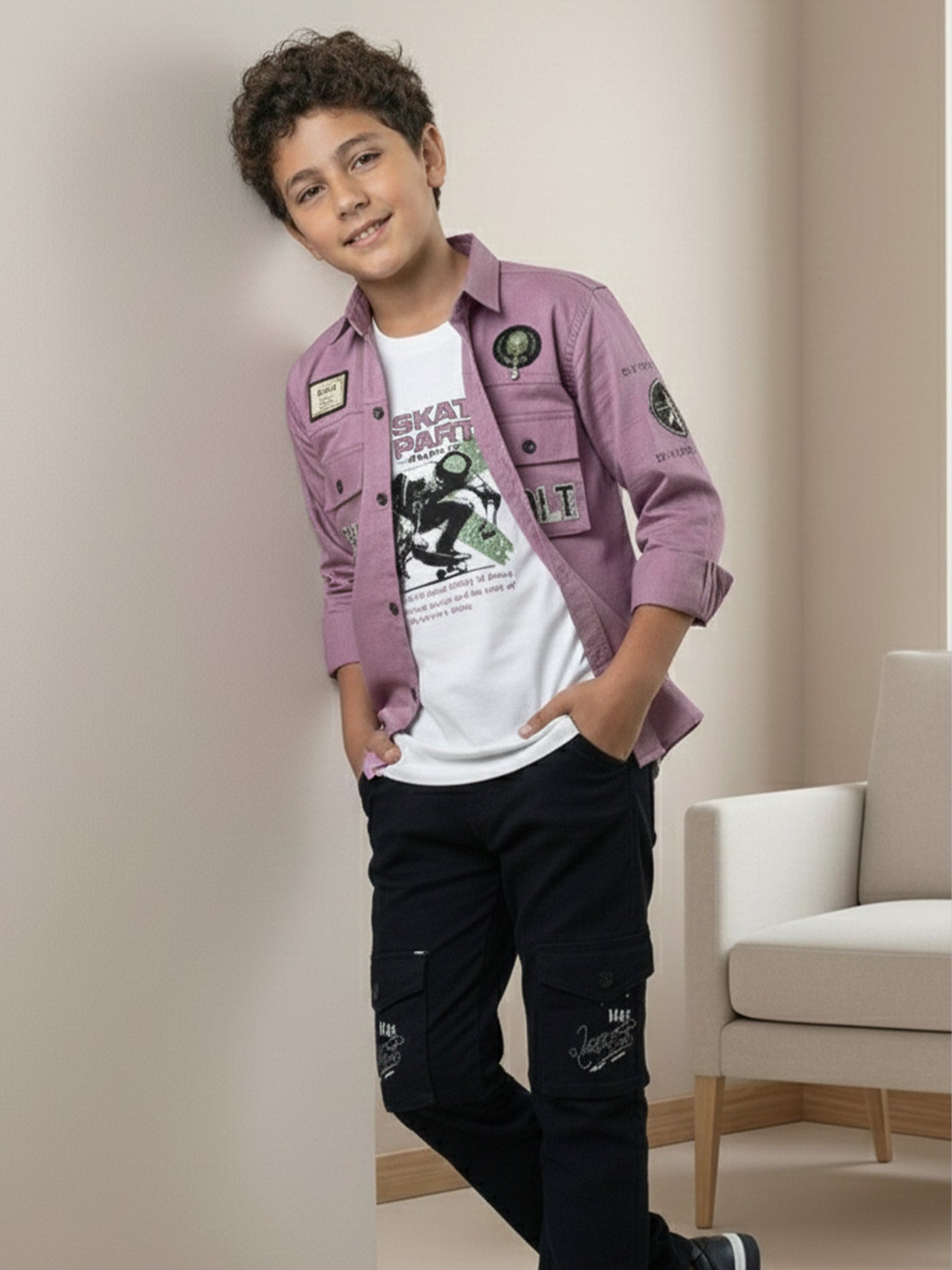 3-Pc Pastel Green Casual Pants Set