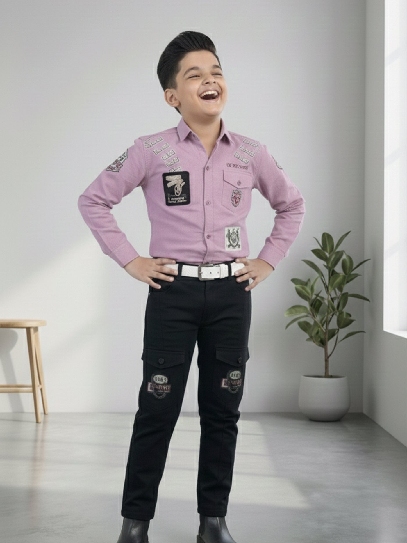 3-Pc Lavender Casual Pants Set