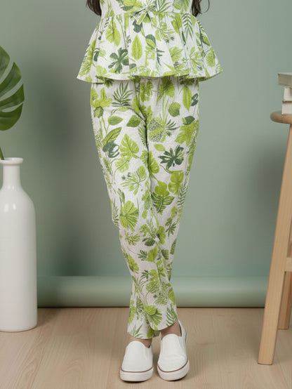 Girls Green Printed Co-ord Set