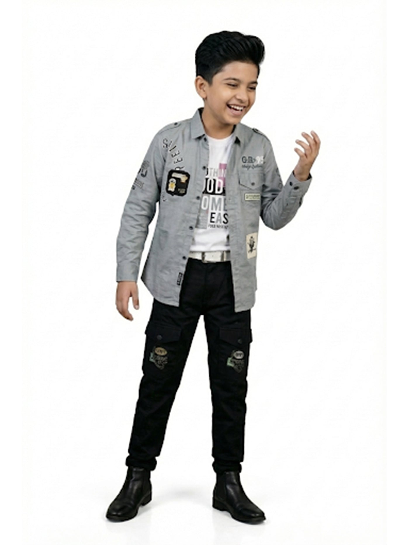 3-Pc Grey Casual Pants Set