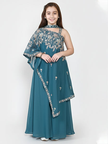 Verona Teal Cape Sharara