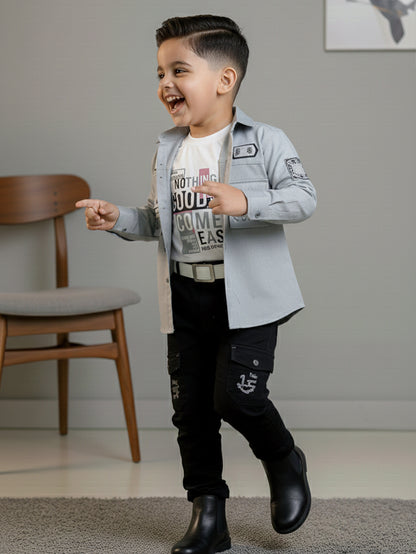 3-Pc Grey Casual Pants Set