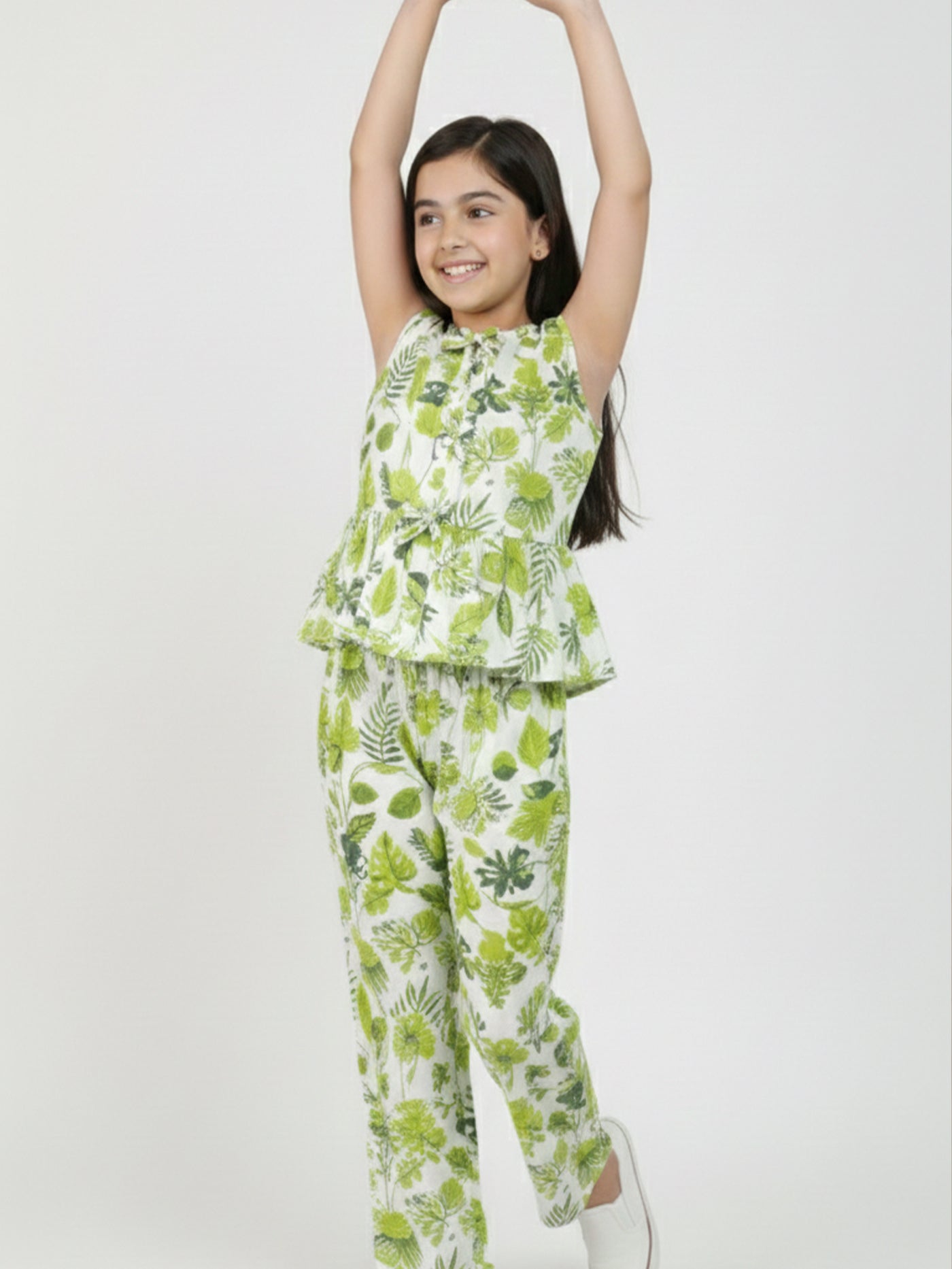 Girls Green Printed Co-ord Set