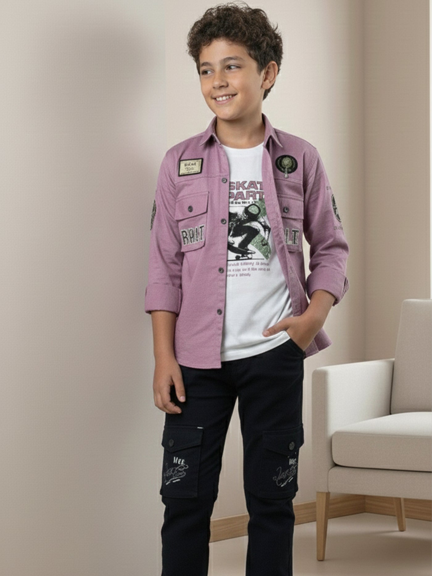 3-Pc Lavender Casual Pants Set