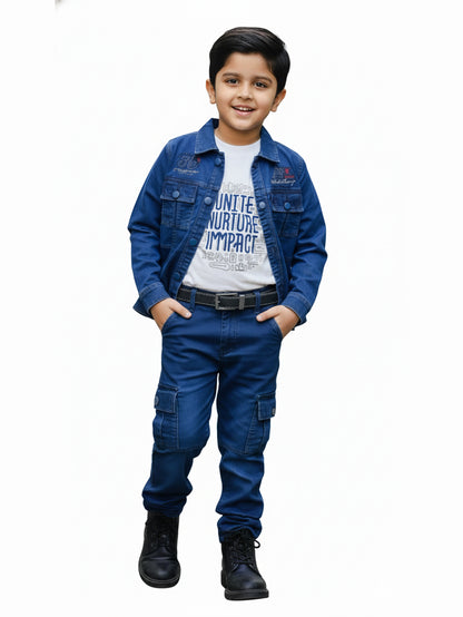 3-Pc Blue Denim Pants Set