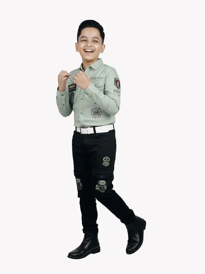 3-Pc Mint Green Casual Pants Set