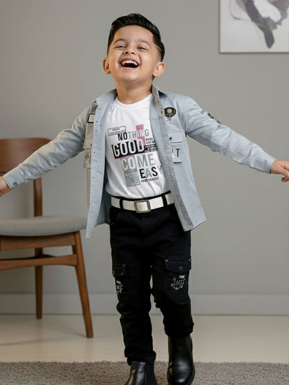 3-Pc Grey Casual Pants Set