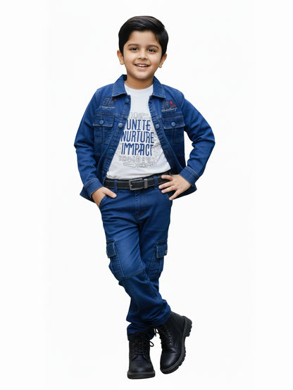 3-Pc Blue Denim Pants Set