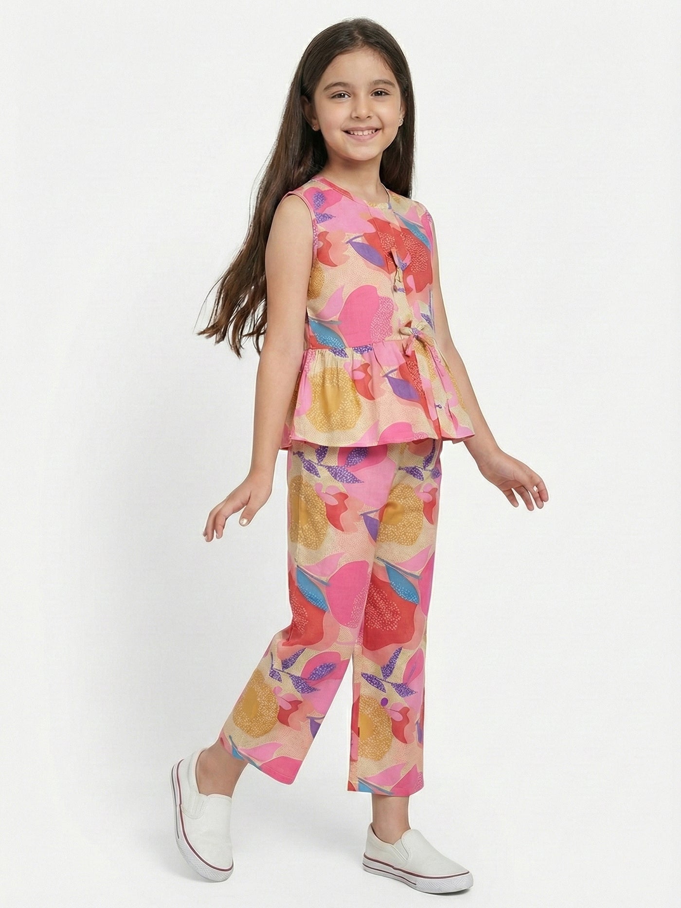 Girls Pink Printed Co-ord Set