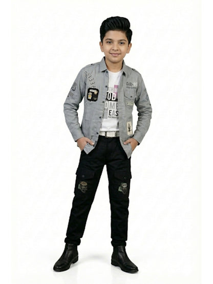 3-Pc Grey Casual Pants Set