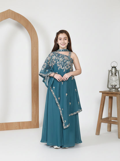 Verona Teal Cape Sharara