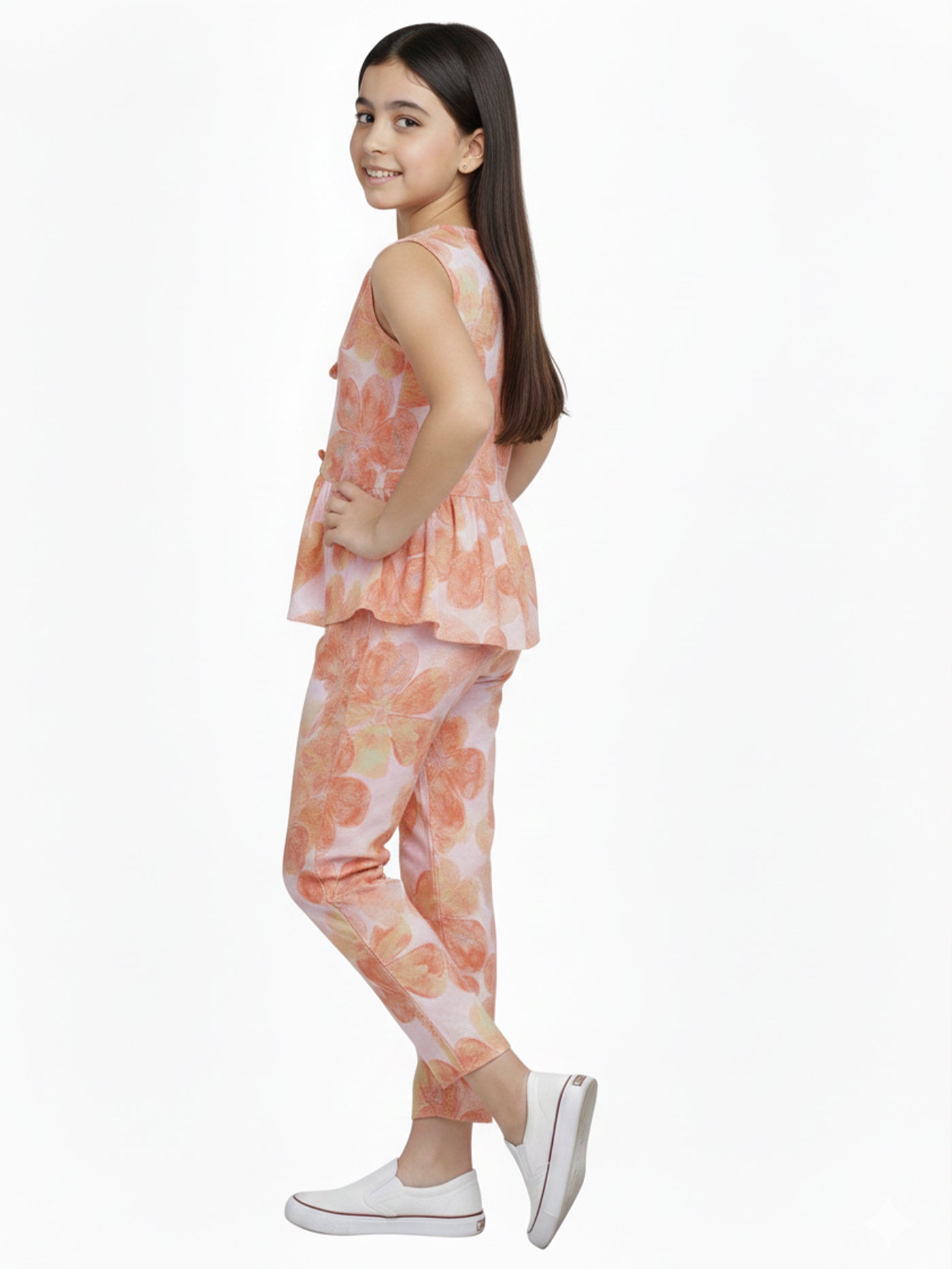 Girls Red Printed Co-ord Se