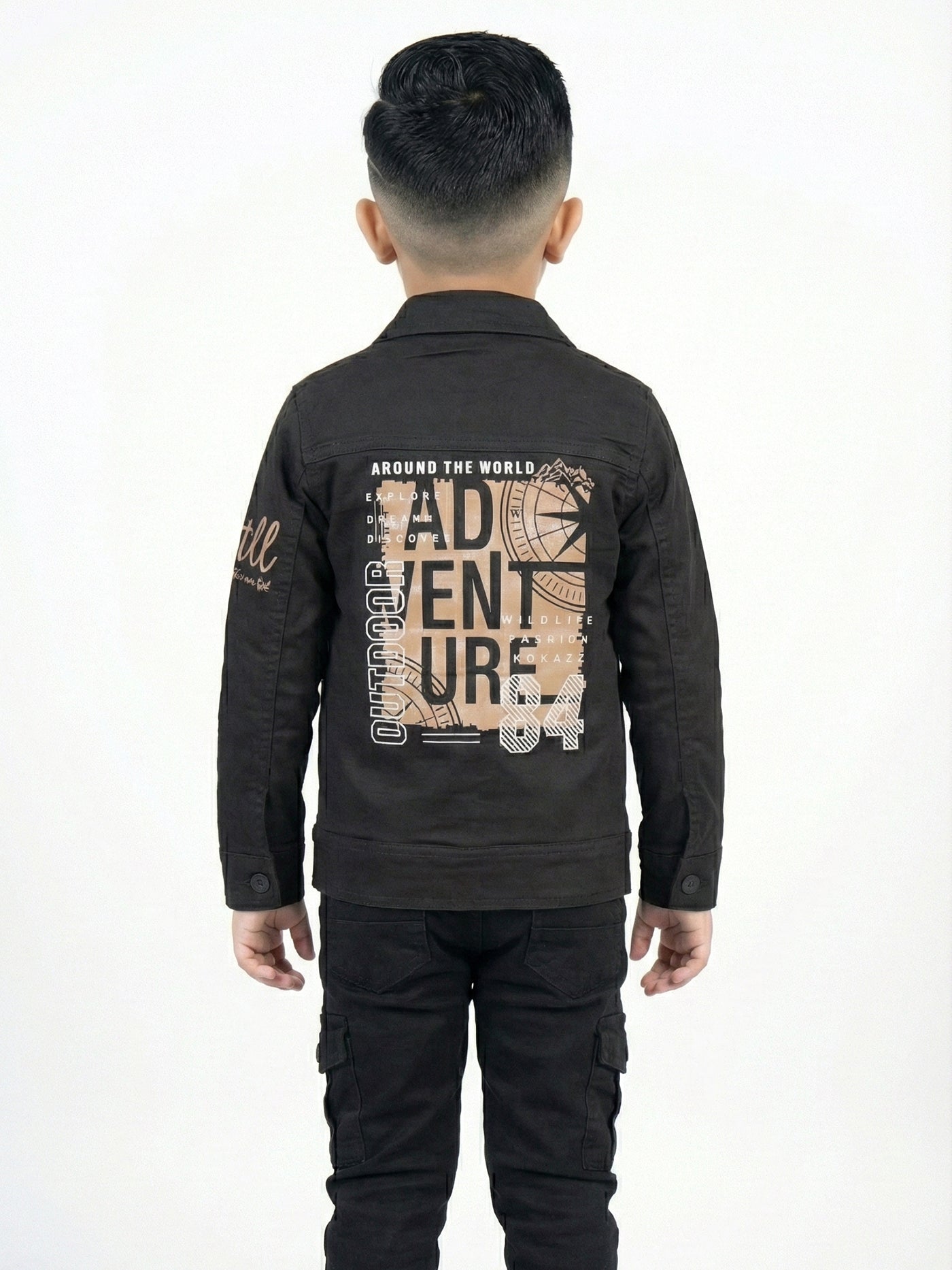 3-Pc Denim Black Jacket Pants Set