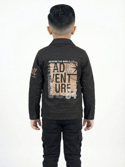 3-Pc Denim Black Jacket Pants Set