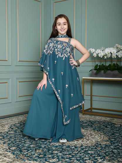 Verona Teal Cape Sharara